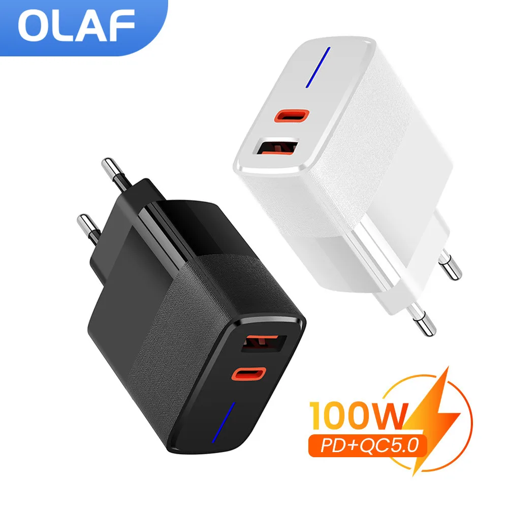 Olaf 100W USB C Charger Fast Charging Type C Charger Quick charge 3.0 Phone Charger Adapter For iPhone 12 Xiaomi Huawei Samsung