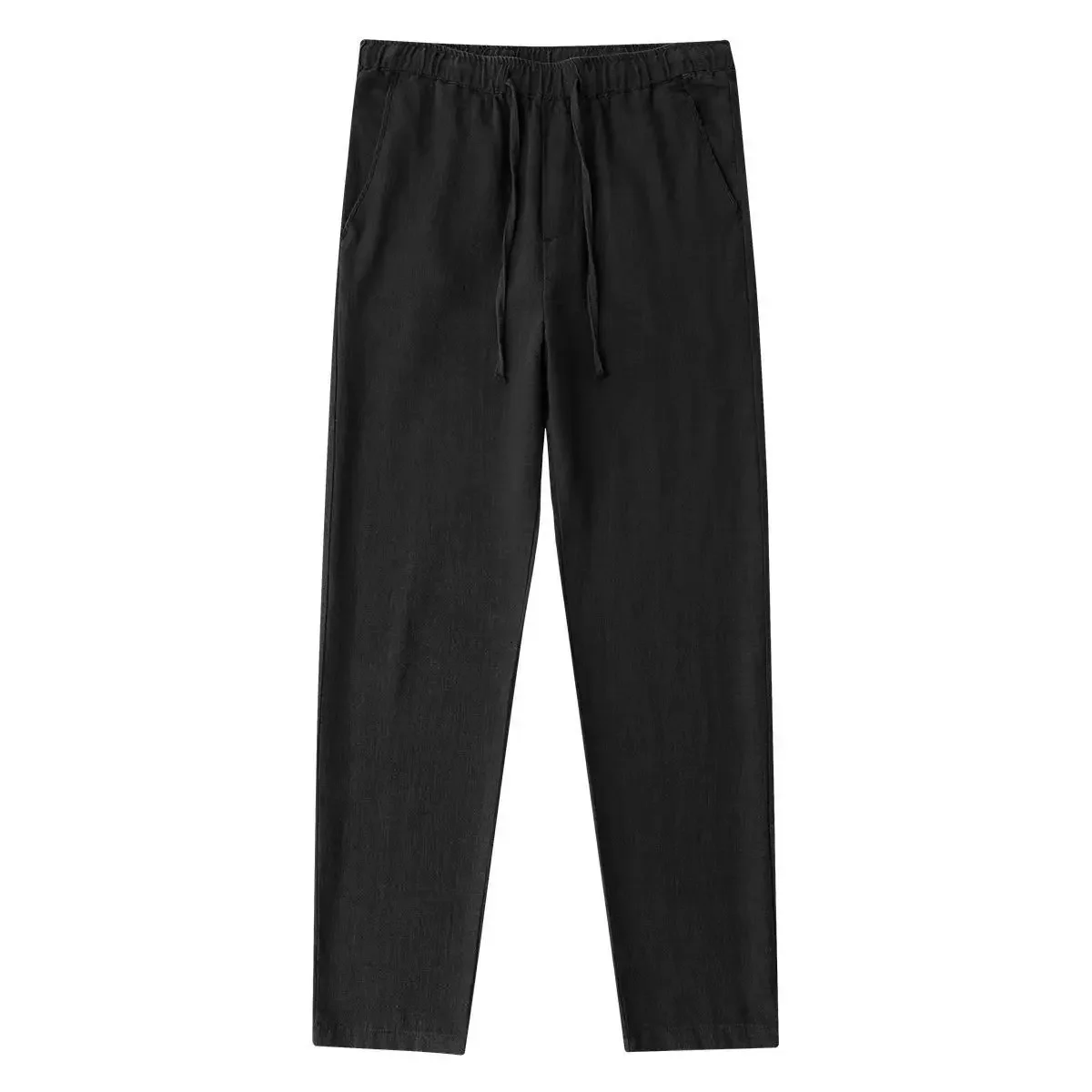 Männer Baumwolle Leinen Hosen Männer der Herbst Neue Atmungsaktive Freizeit Einfarbig Kordelzug Elastische Taille Laufhose – Detail 4
