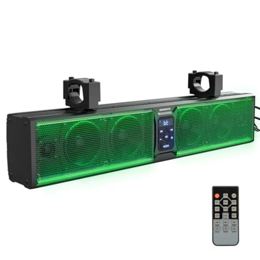 

6-Speaker Metal UTV Sound Bar 25-inch IP65 Waterproof Golf Cart Sound Bar with Bluetooth Connectivity and RGB Lighting Designed