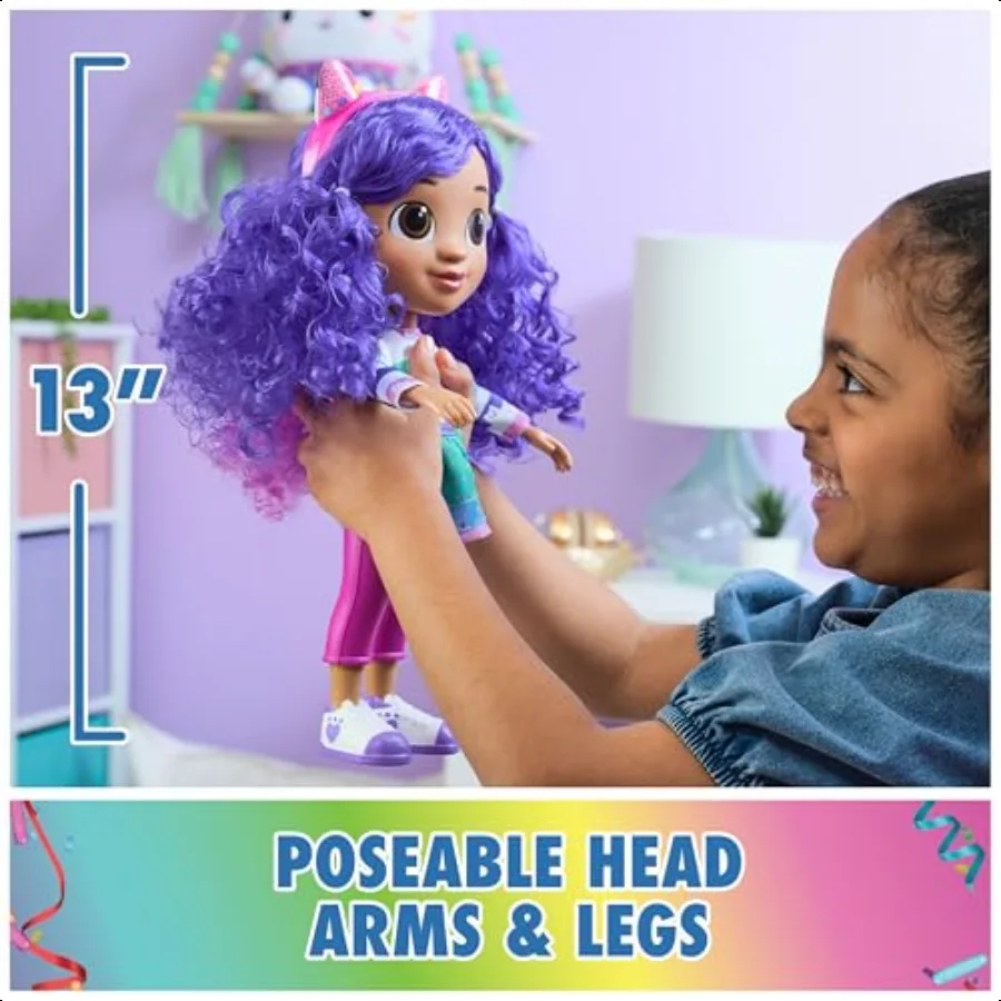Gabby's Dollhouse Sing Celebrate Gabby Girl Doll 13Inches Tall with Sound Effects Reversible Cat Ears Toys for Girls Boys Ages