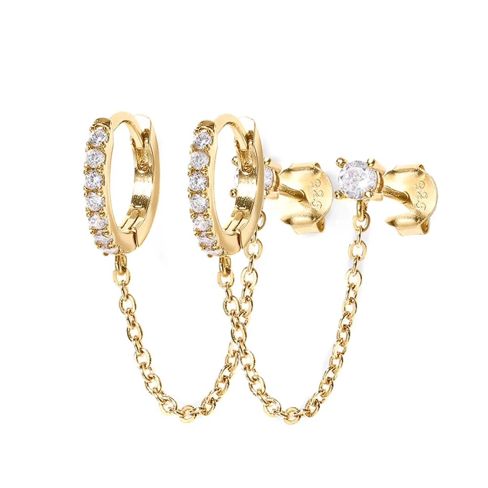 

1 пара серег с кисточками из стерлингового серебра 925 пробы с двойным отверстием для женщин, свежие зеленые, белые серьги-гвоздики с цирконием CZ, ювелирные изделия