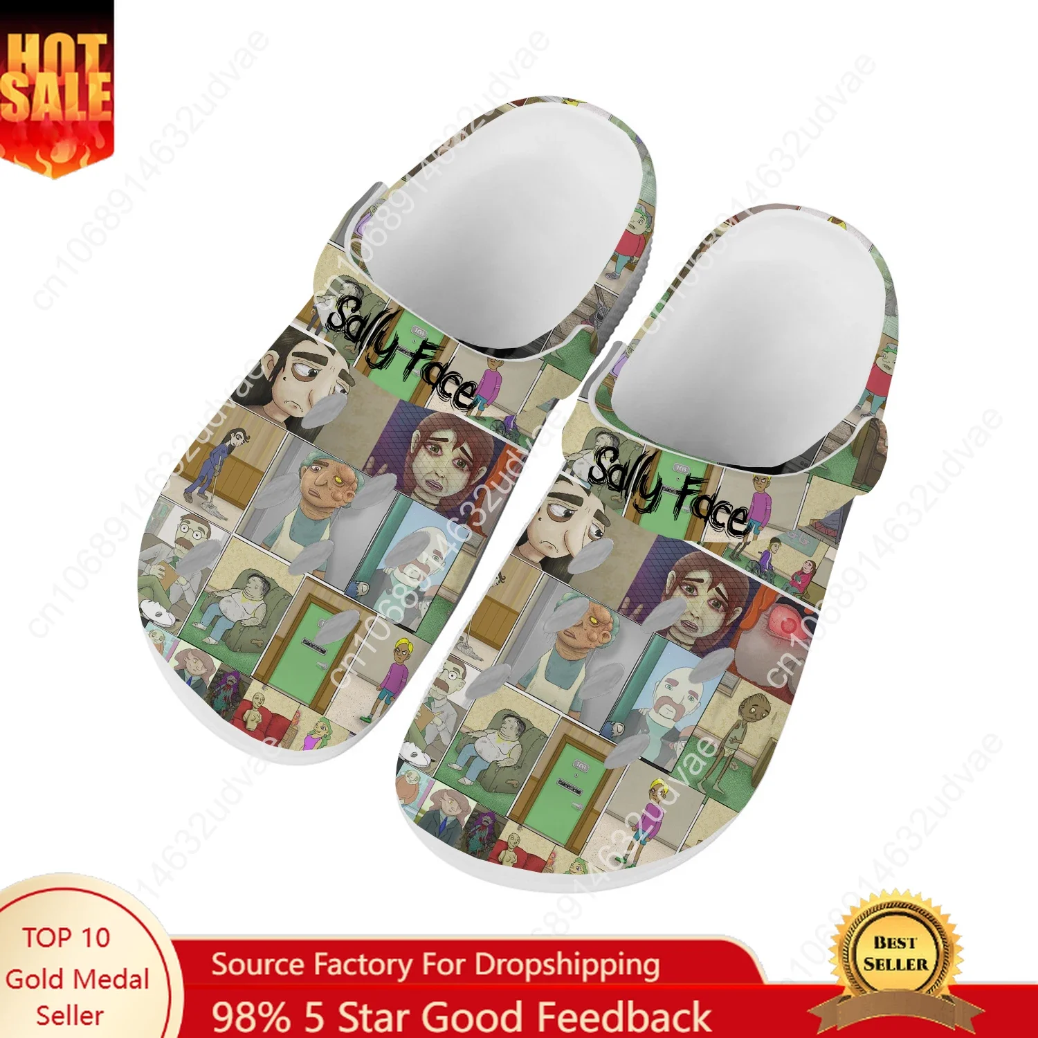 Sally Face Water Shoes Mens Womens High Quality Fashion Home Garden Clogs Customizd Sandals Beach Breathable Hole Slippers