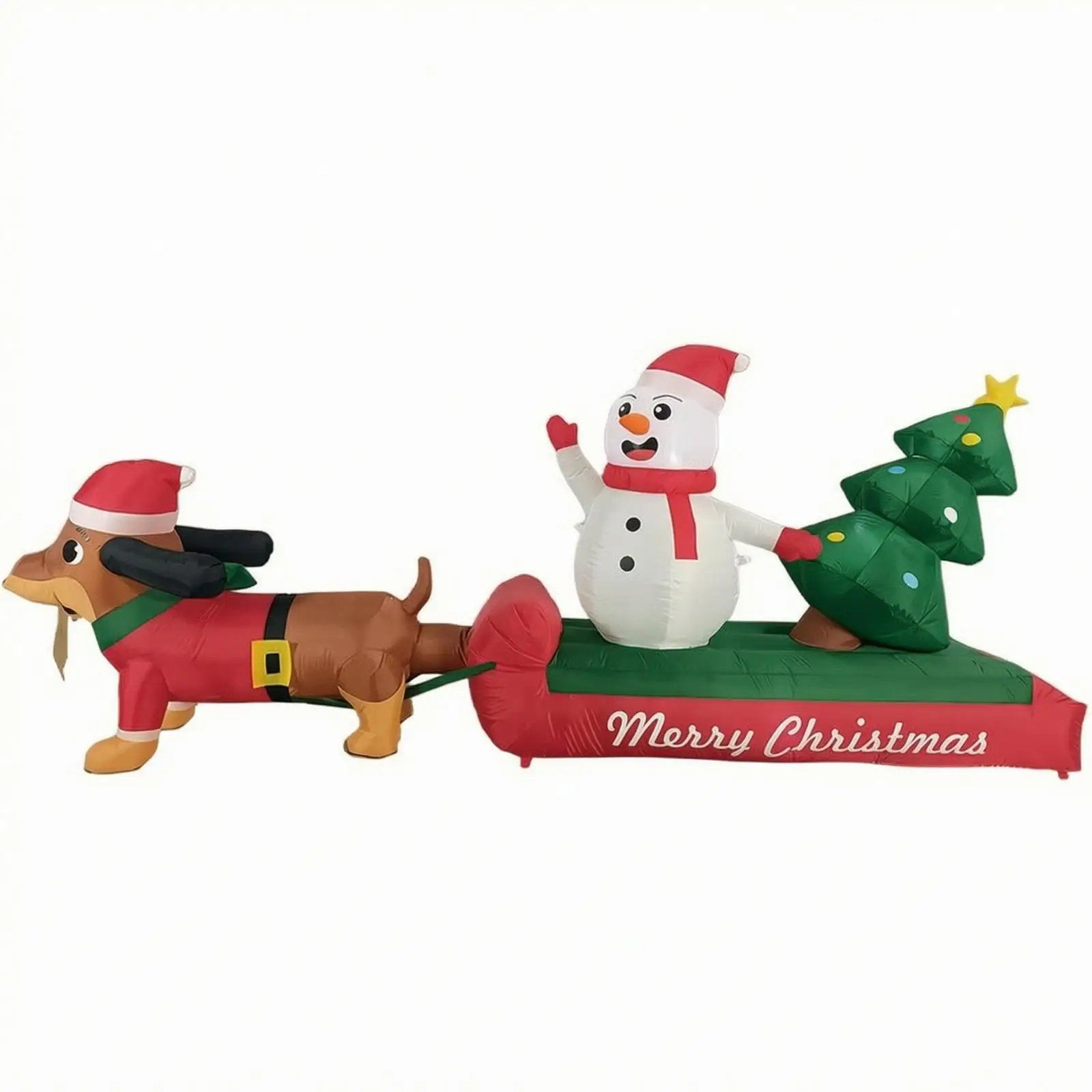 10ft Inflatable Christmas Santa with Dog and Snowman for Outdoor Yard Holiday Decorations