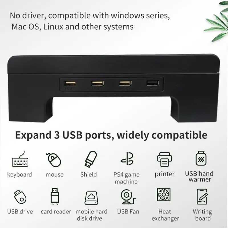 

X6HA Multifunctional Abs Material Computer Monitor Stand Riser Ergonomic Design Computer Monitor Stable Stand Display Stand