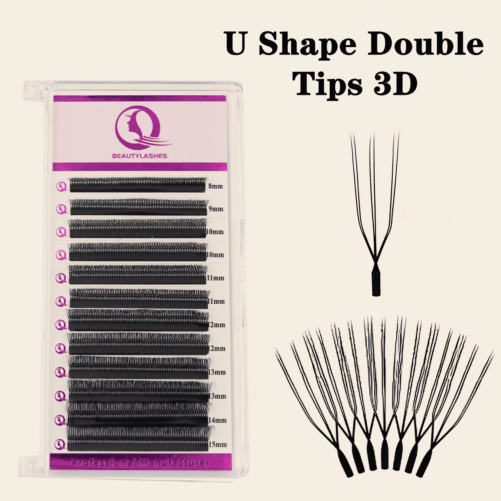 

qbeautylashes U Shaped Eyelash Extensions Soft & Fine No Split Base 12 Rows per Box eyelash shop