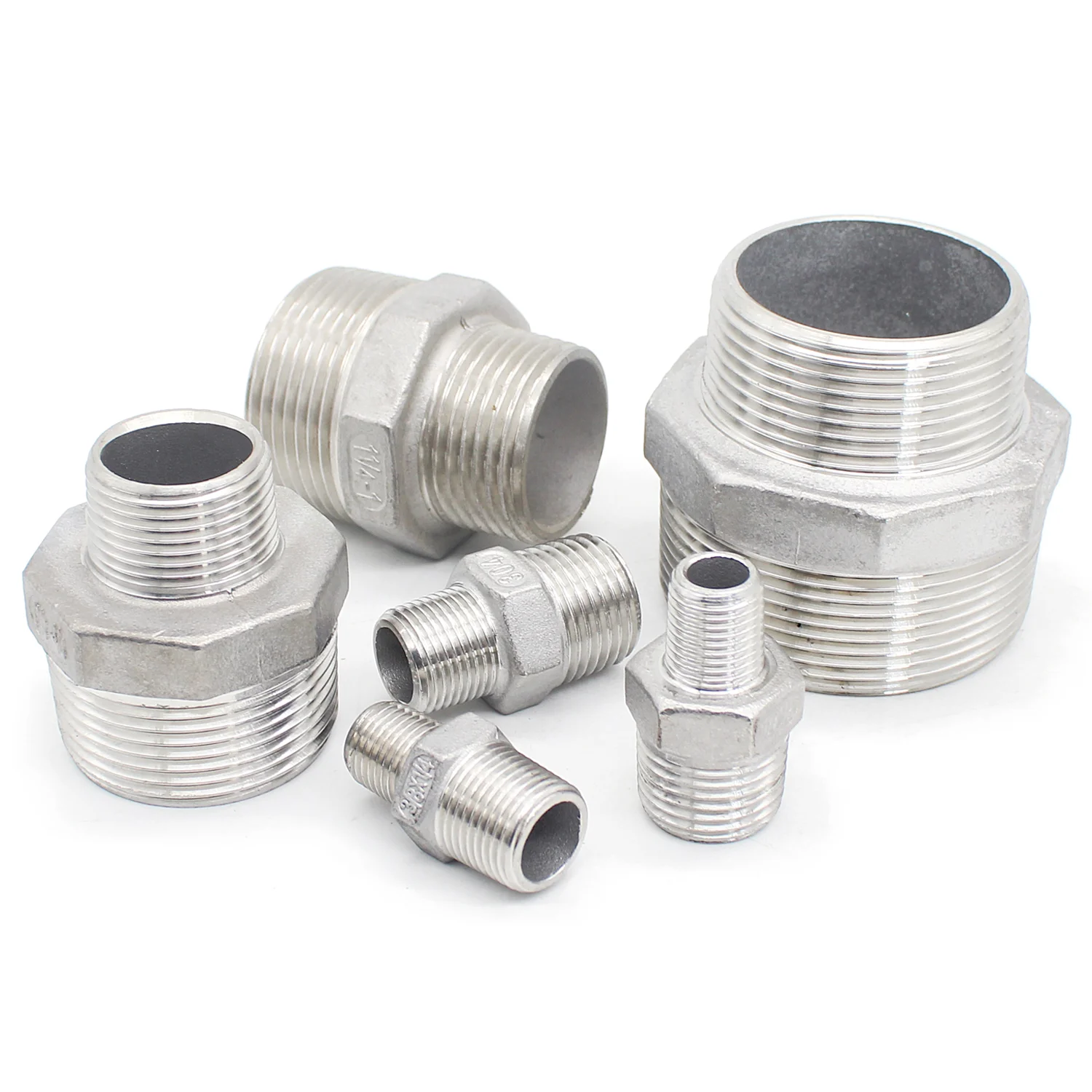 

SAP 304 Male Reducer Hex Nipple SS304 BSP Male thread Reducing connector Male Hex adapter Stainless Steel BSP Male Fittings