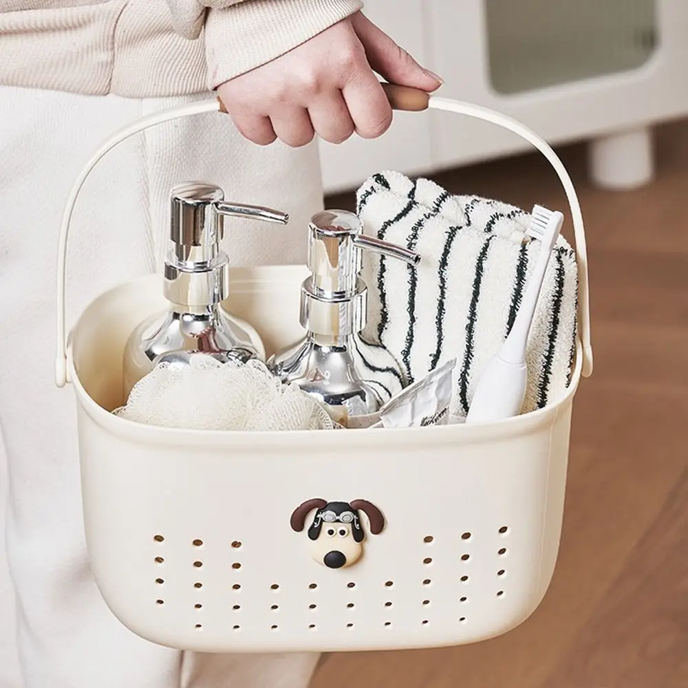 Portable Plastic Shower Basket Large Capacity Hollow Tote Toiletry Basket with Handles Bath Drain Basket Dormitory