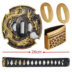 High Quality Set Handle Fittings Sword Tsuka Tsuba Menuki Fuchi Kashira Habaki Seppa For Japanese Sword Katana Wakizashi B-05