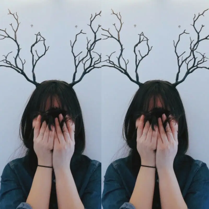 

Long Antlers Tree Branches Horns Hat Hair Headband Cosplay Party Fancy Dress Hallowmas Christmas Cosplay Headwear Festival