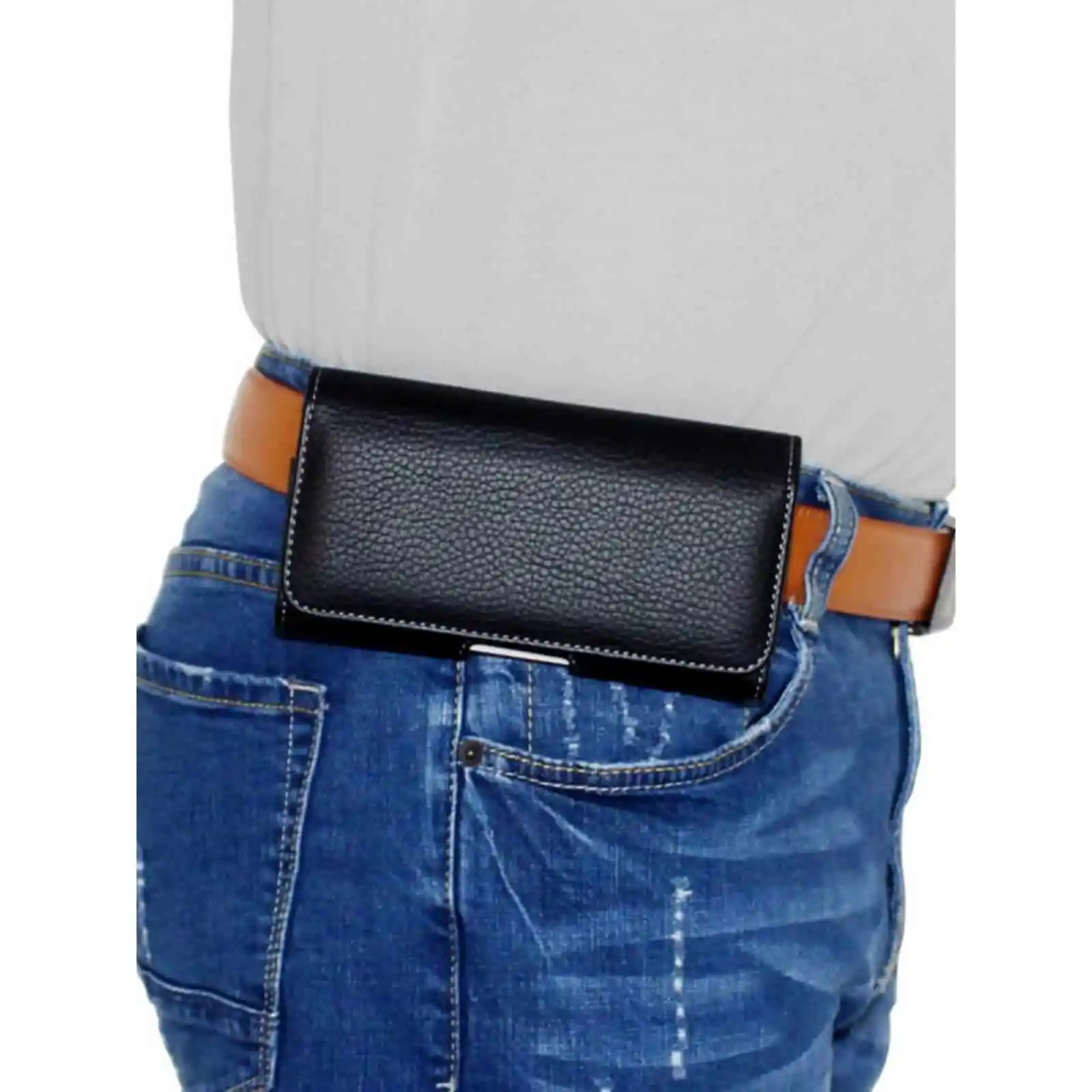 

Durable Belt-Style Mobile Phone Waist Bag for Men And Elderly Cross Waist Bag Horizontal Model Leather Cover Universal