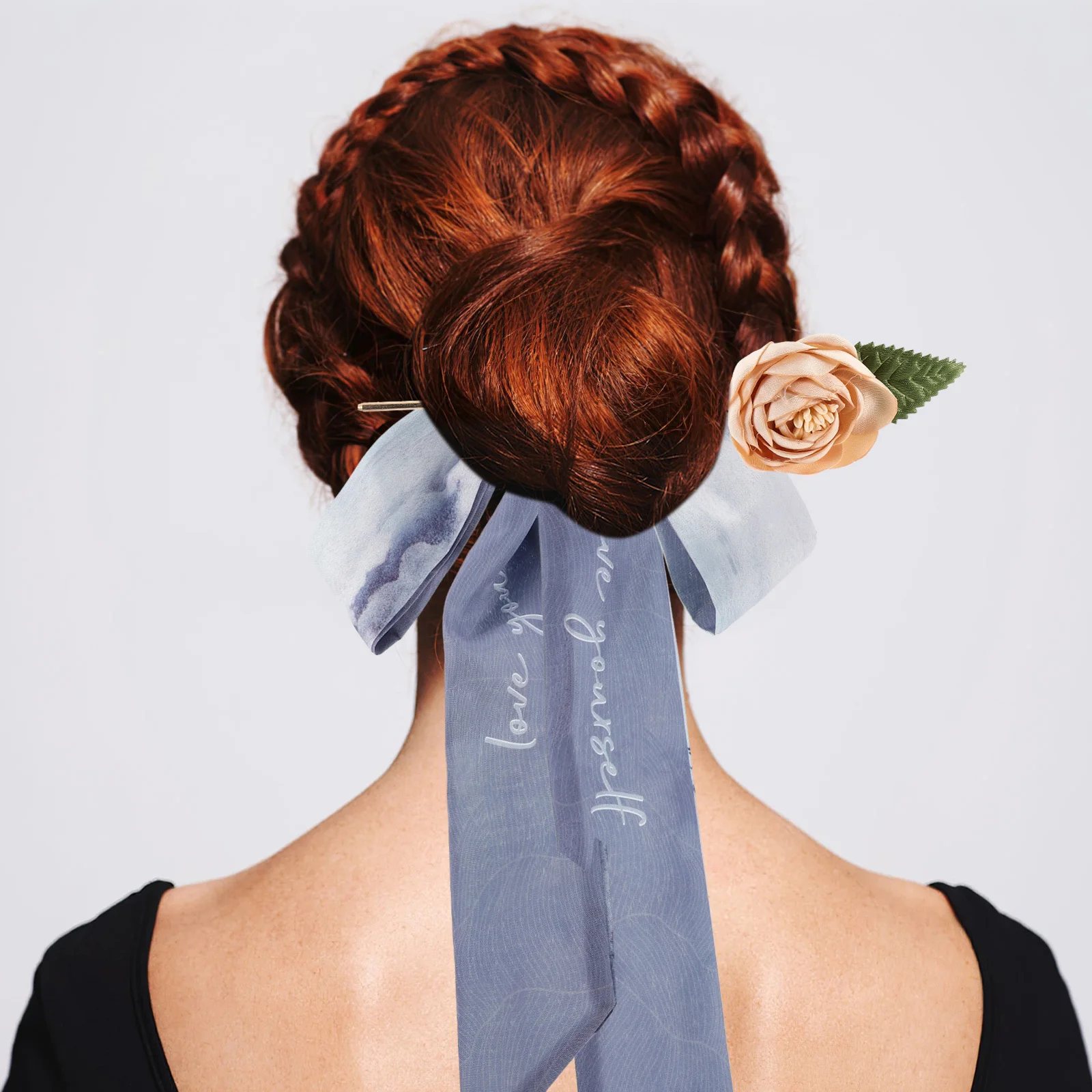 

Chinese Ribbon Tassel Hairpin Rose Design Ancient Hanfu Accessories Elegant Vintage Metal Hair Chopsticks for Women