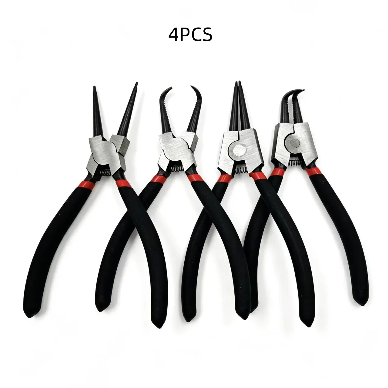 4Pcs Circlip Pliers Set Internal External Snap Ring Pliers, Straight & Bent Tip Retaining Ring Pliers for Automotive Machinery
