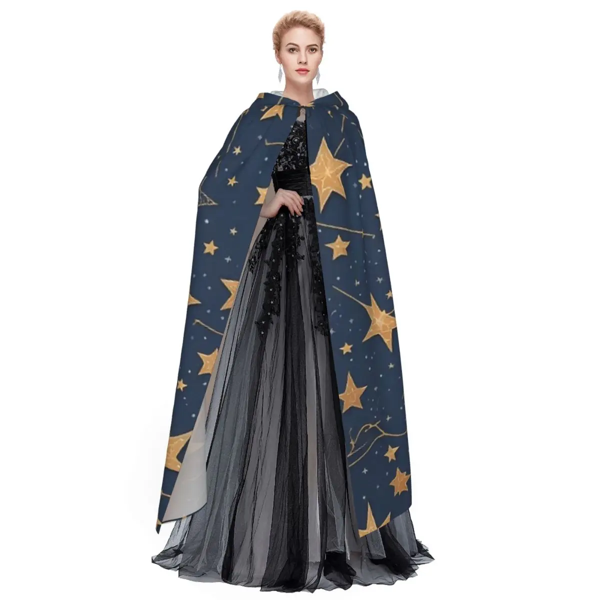 Capa larga con capucha de constelación, disfraz Medieval de bruja, capa de Cosplay, fiesta de Halloween, adulto, Unisex