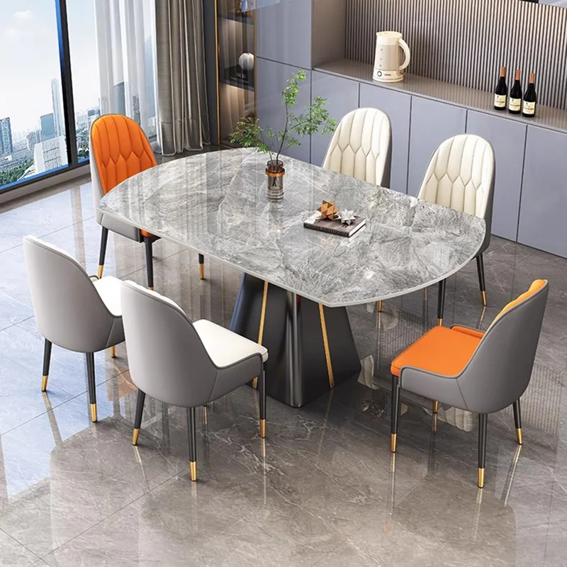 

Luxury Extendable Dining Table Rectangle Waterproof Modern Folding Dining Table 8 Chairs Multifunctional Esstisch Furniture