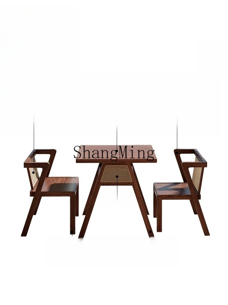 

CL balcony small table and chair three-piece set solid wood one table and two chairs and chair combination small apartment