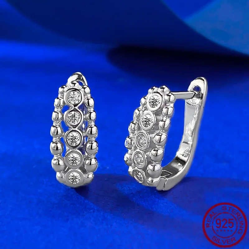 

New S925 Silver Bead Bubble Stone Earrings, Fashionable and Personalized European and American Earrings, Wedding Jewelry
