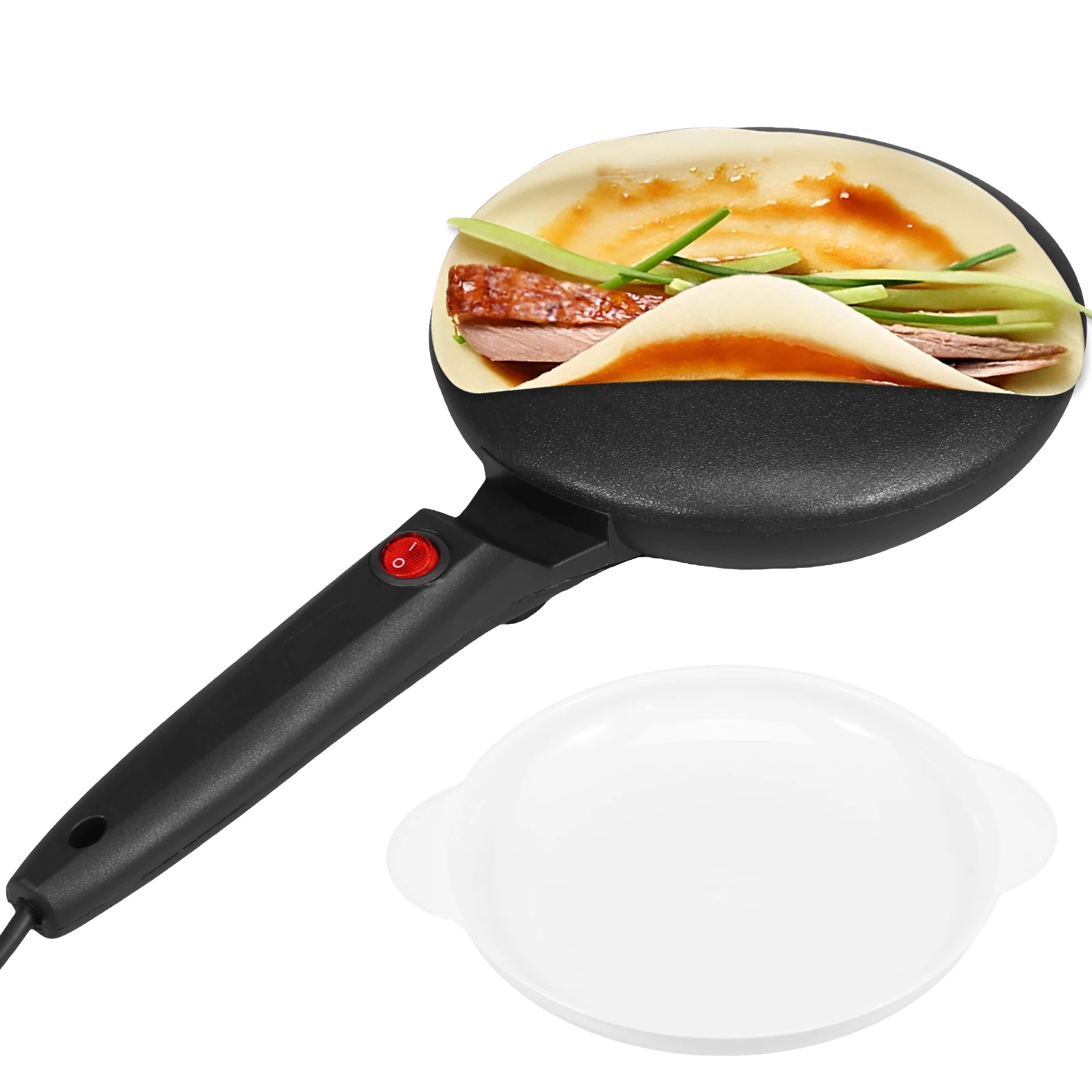 Electric Handheld Pancake Maker Auto Thermostat Control Portable 8Inch Non-Stick Griddle Crepe Maker with Batter Bowl for Home