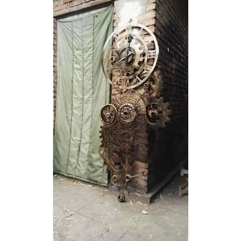 مخصص خمر لوفت بار النمط الصناعي شخصية الإبداعية الحنين ساعة ديكور والعتاد ديكور ساعة حائط #3