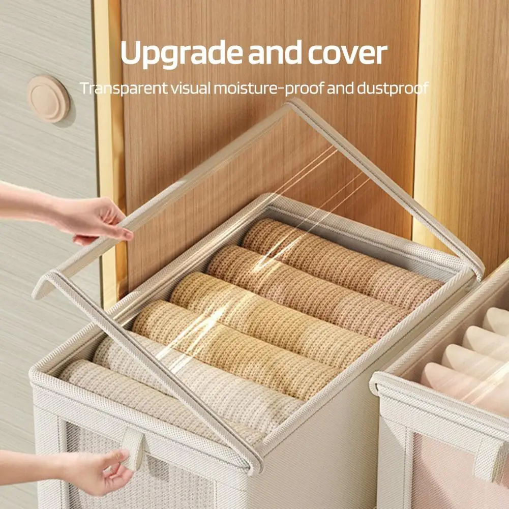 Large Storage Basket With Visible Window Foldable Clothes Quilt Blanket Storage Box Wardrobe Organizer Underwear Container Bag