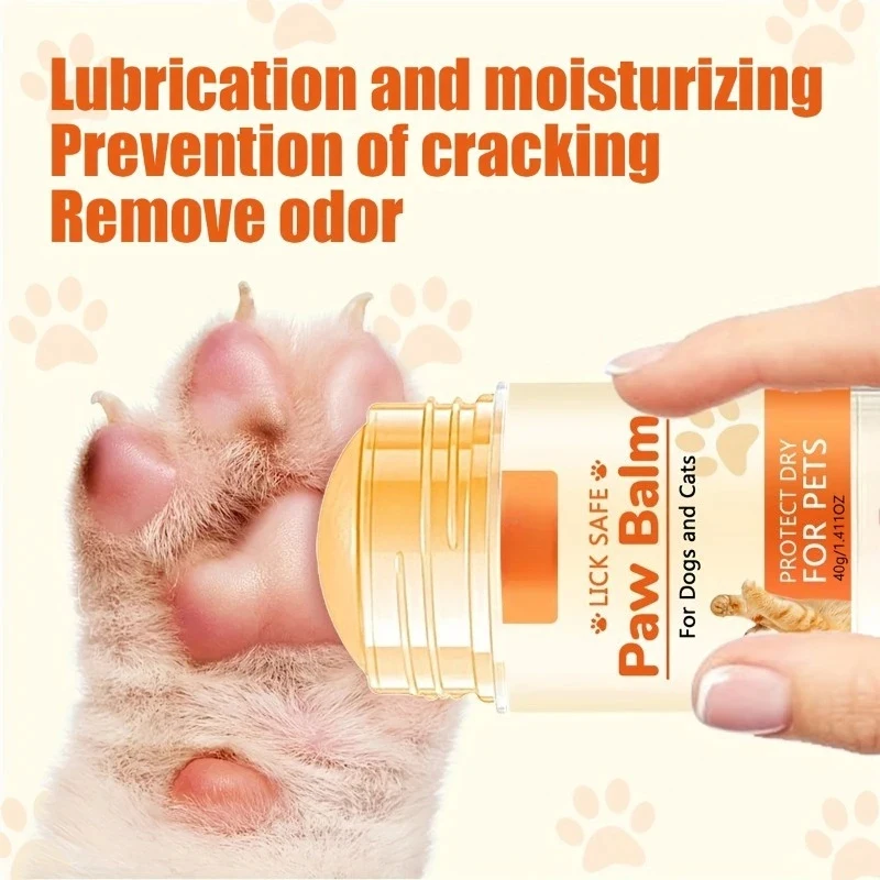Pet Paw Balm for Dogs and Cats Nose Protector Moisturizer for Dry Cracked Paws Lick Safe 40g