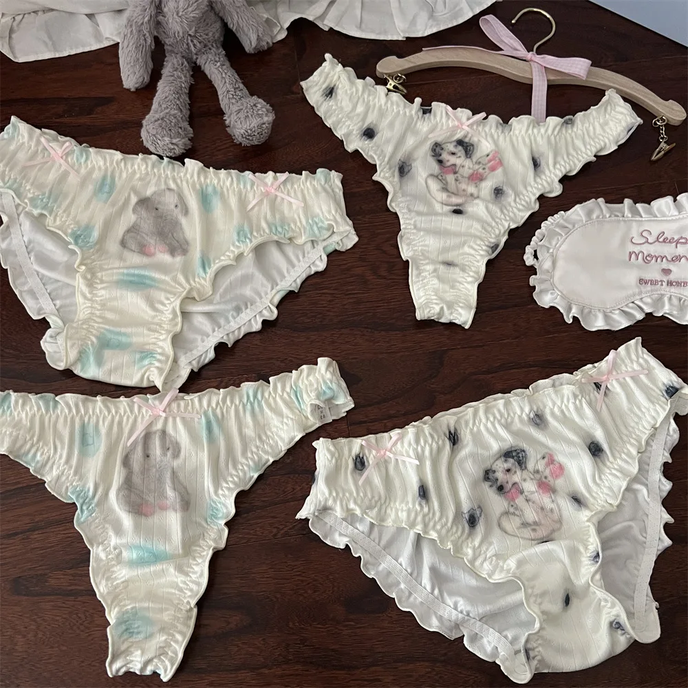 

New Cute Little Elephant Dog Polka Dot Mesh Cool Breathable Elastic Plus Size Girl Triangle Underwear Sexy Thong