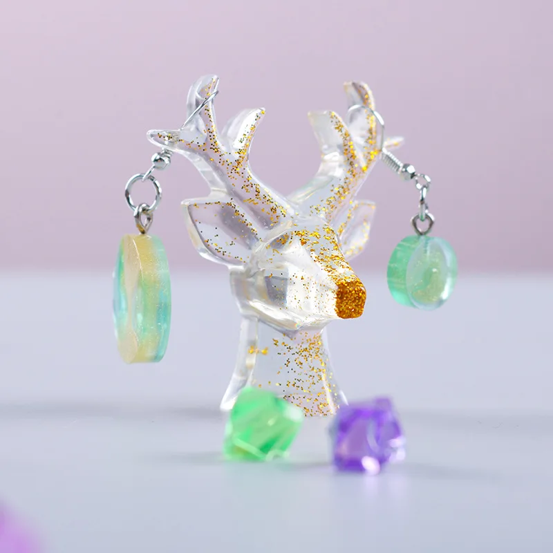 Two Christmas themed reindeer antlers silicone molds made of epoxy resin can be used for  key pendants for jewelry accessories