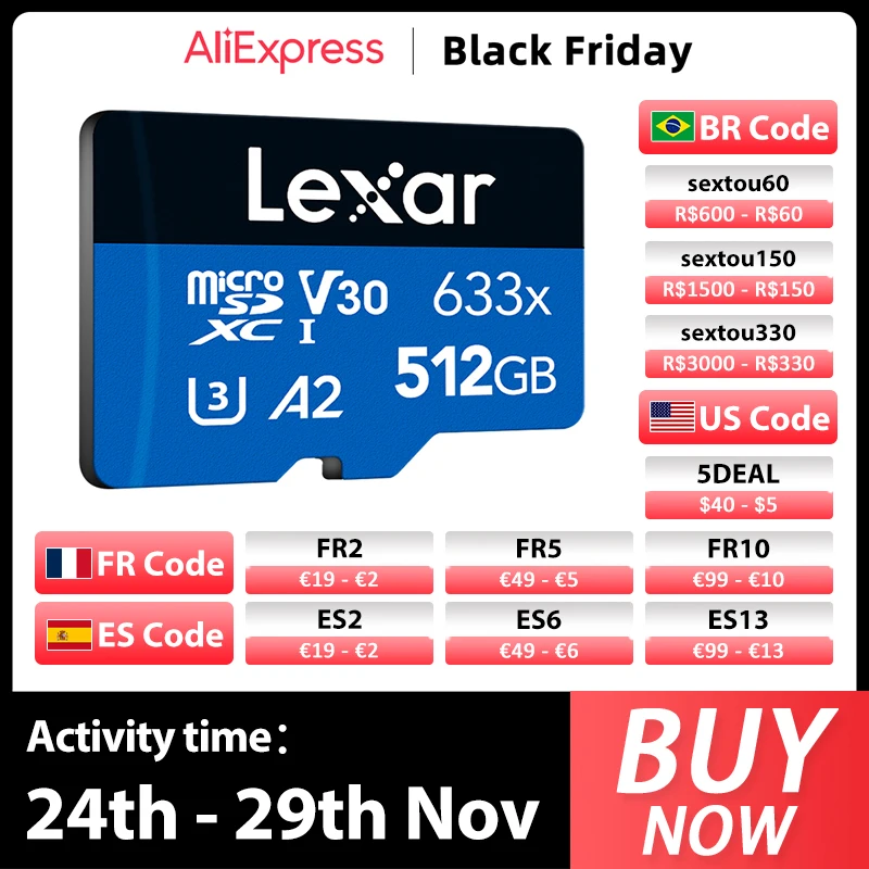 633x microSD card up to 512GB