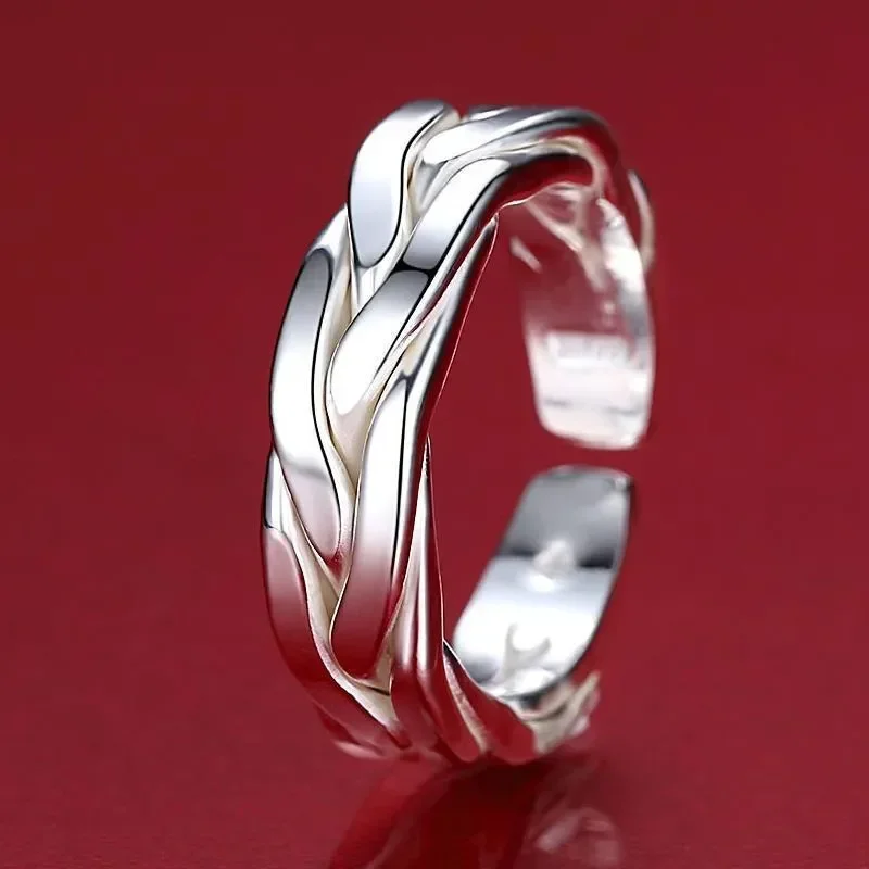 Men's Single Ring Fashion Hip Hop Cold Wind Open Ring Personality Index Finger Tail Ring Retro Chain Interwoven Ring Jewelry