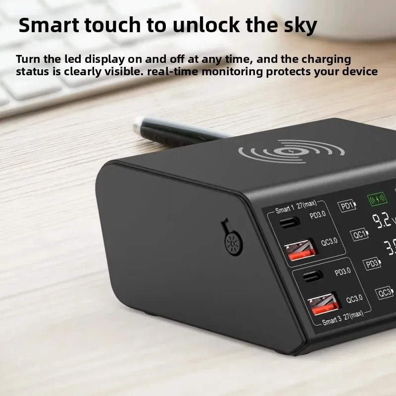 New multi-port mobile phone charger, super compatible LED smart digital display screen