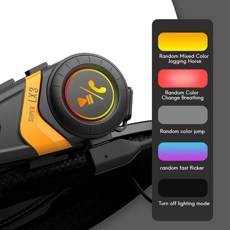 خوذة LX3 سماعة رأس بلوتوث ، ركوب دراجة نارية BT5.0 ، مكالمة لاسلكية مع خط ناعم ، قمح ، مللي أمبير في الساعة