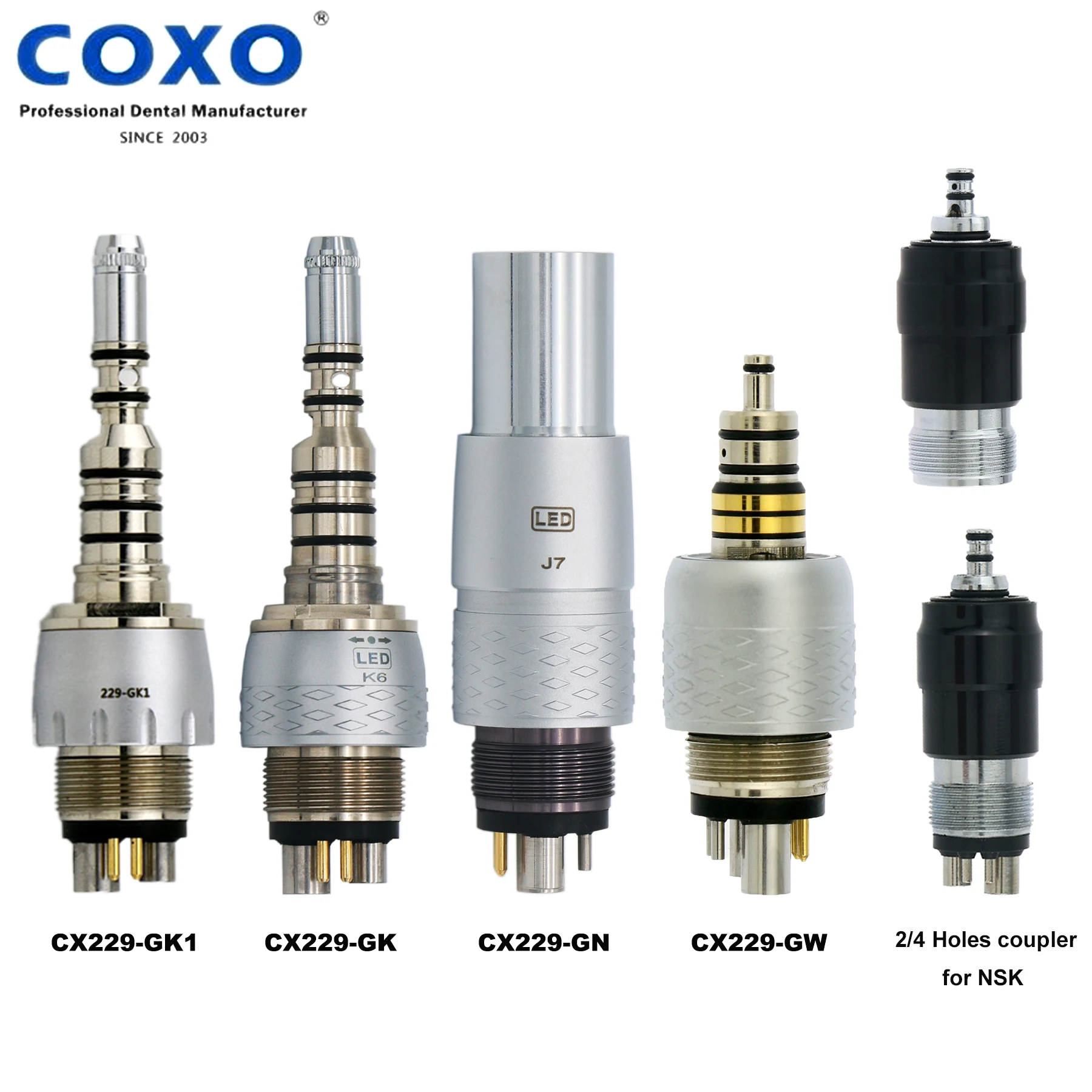 COXO Dental Turbine 6 Pin LED Coupling For Fiber Optic High Speed Handpiece B2/M4 Coupler Fit KAVO NSK QD-J Type