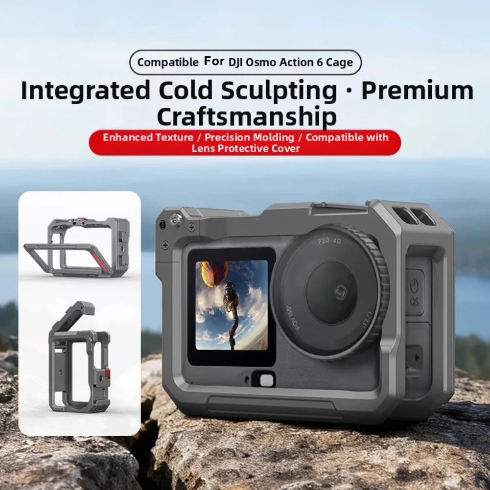 For DJI Osmo Action 6 Street Photography Kit Aluminum Metal Rabbit Cage Street Photography Set Action Camera Frame & Handle