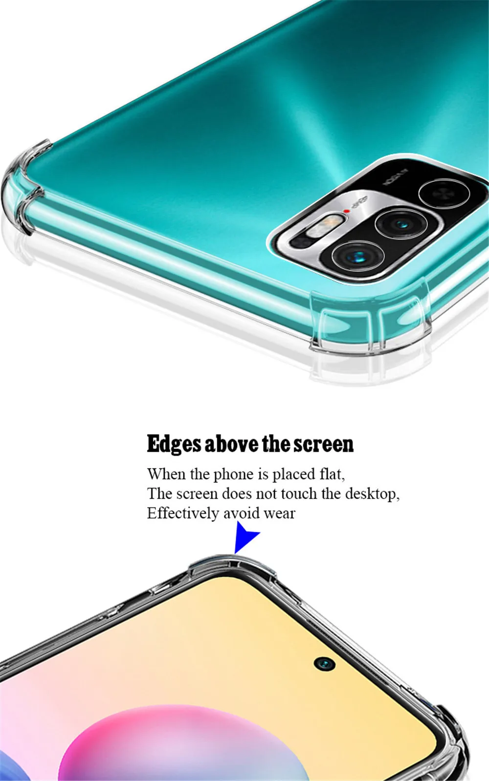 Airbag stoßfeste transparente Hülle für Xiaomi Redmi Note 10 10T 11 Pro 10S 11s 9 9S 8 8T 7 6 5 Pro klare Soft Cover – Detail 8