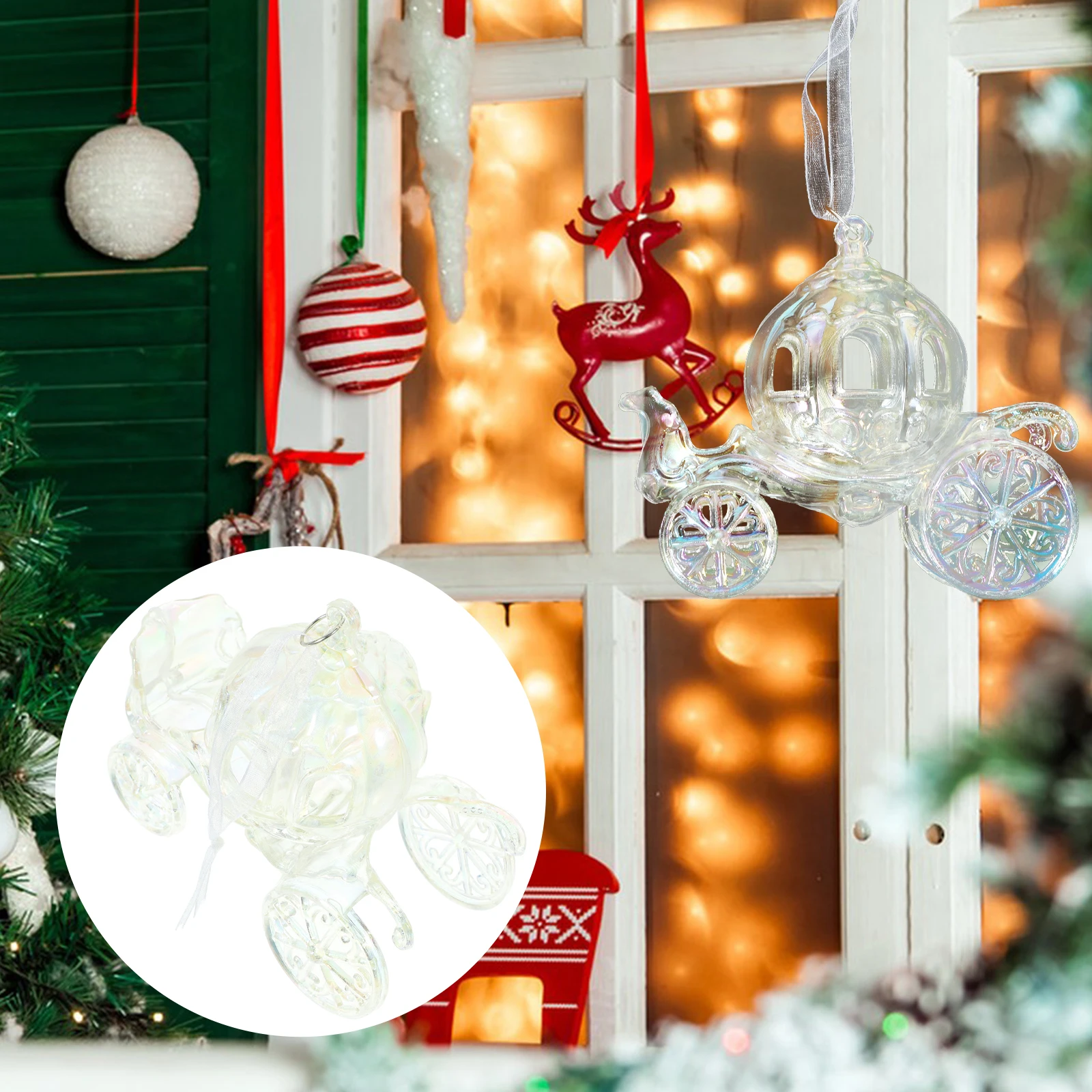 

Innovative Christmas Carriage Pendant Acrylic Xmas Tree Decor Exquisite Craftsmanship Versatile Use Carriage Pendant