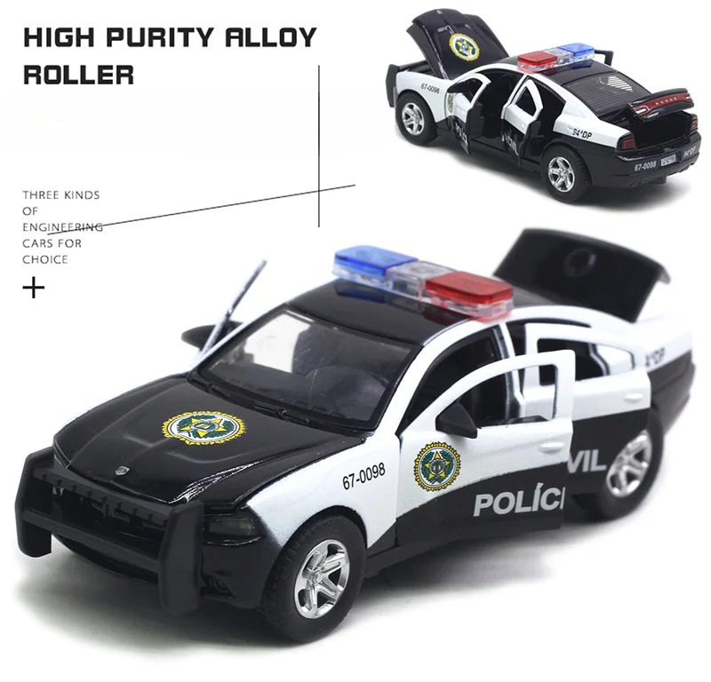 Dodge Charger Police Car Alloy Model 6-door Simulation Car Model Toy Sound and Light Model Simulation Equal-scale Car Ornaments