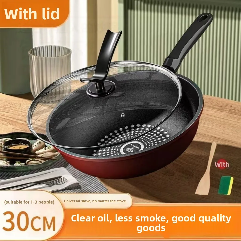 

Crystal non stick pan, frying pan, flat bottomed pan, no oil fume cookware, household induction cooker, gas stove, universal