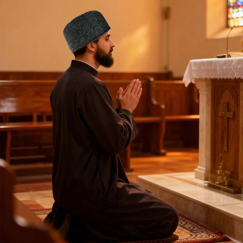 

Ethnic Style Unisex Thick Warm Hard-Shell Eid Prayer Caps Elegant Muslim Hats Dubai Turkey Saudi Arabia Islamic Hat