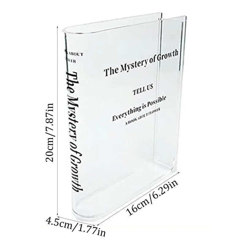 Clear Acrylic Vase Clear Book Shaped Vase Cultural Flavor Decorative Acrylic Vase For Unique Home Bedroom Office Accent Book