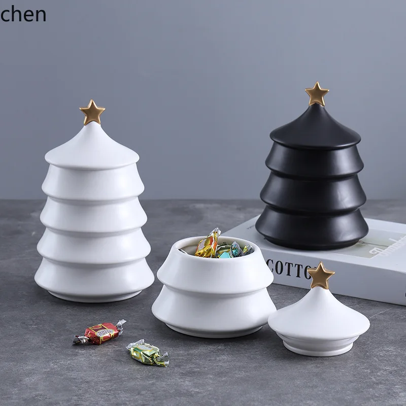 Zml christmas tree shaped ceramic storage - home organizer, decorative piece, multi-purpose kitchen airtight storage container