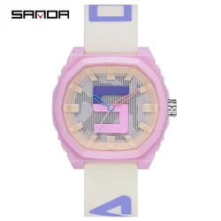 SANDA 3206 Masculino Original Design Womens Mens Watches Brand Luxury Sports Silicone Waterproof 50M Quartz Watch Men Relogio