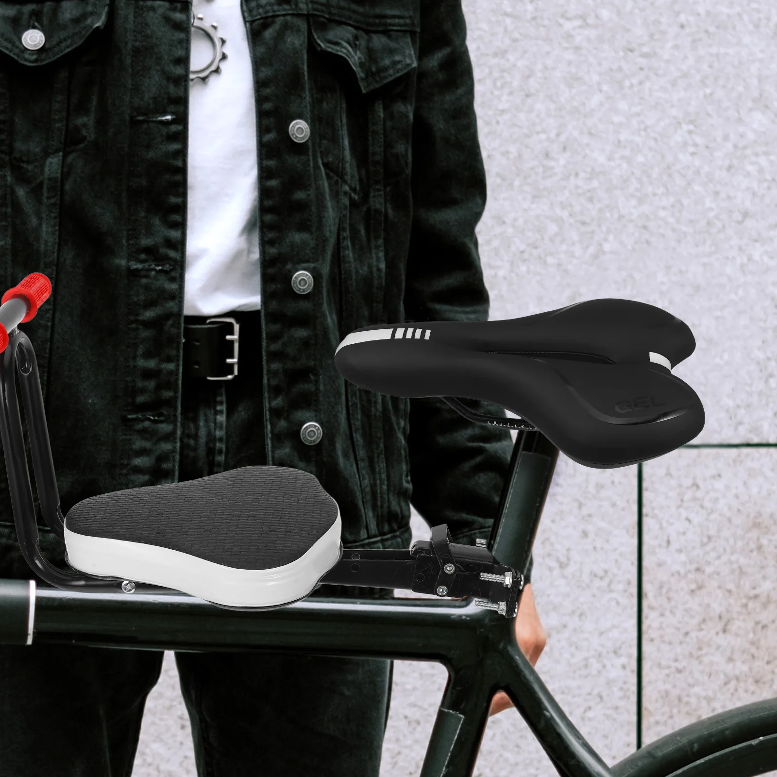 

1pc Children Bike Seat Foldable Adjustable Thickened Support Widen Pad Comfortable Kids Electrocar Front-loading Bicycle Chair