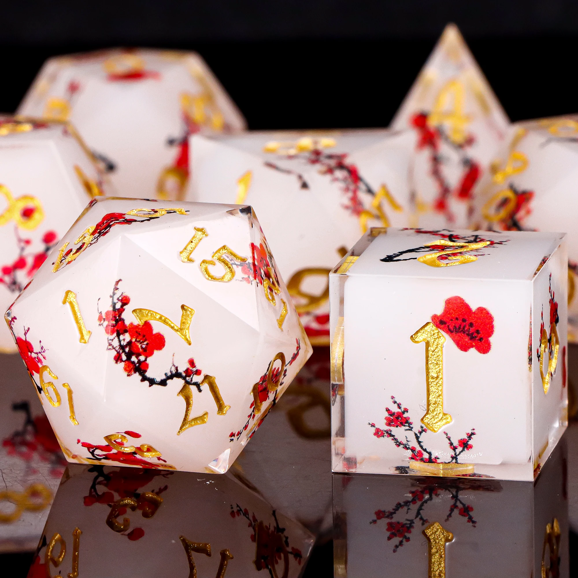 اليدوية DND زهر البرقوق الصلبة الراتنج مجموعة نرد متعدد الجوانب نرد متعدد السطوح ل D & D RPG لعبة الطاولة النرد للزنزانة والتنين