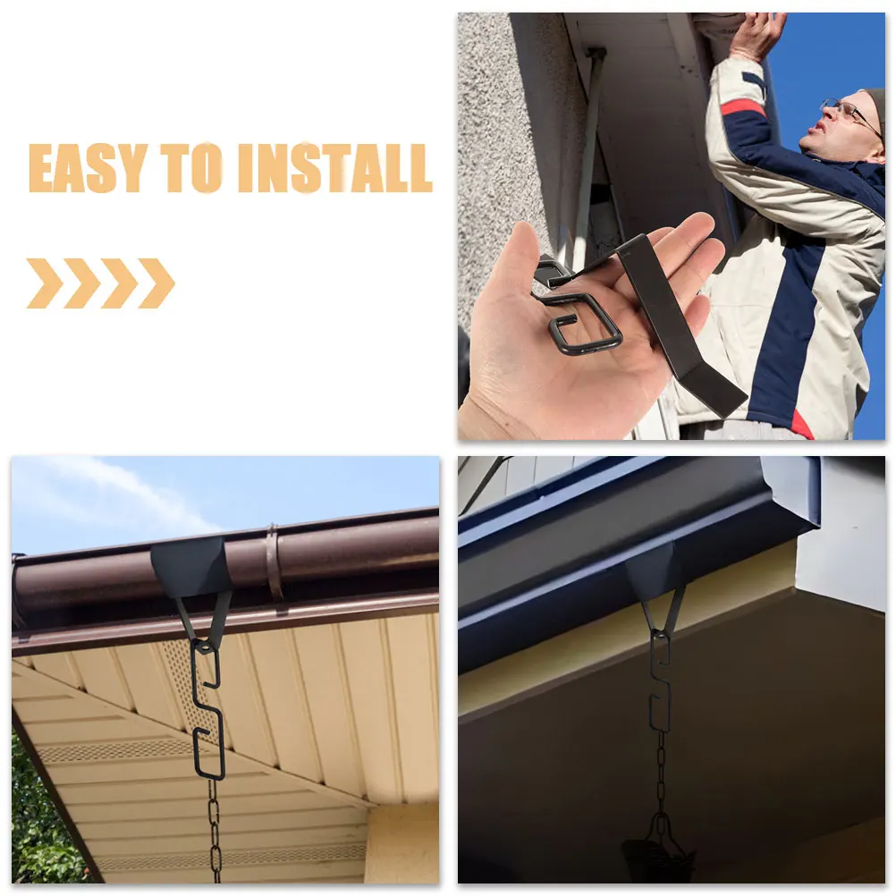 

1 set 1 Set Metal Adapter Iron Hook Decorative Outdoor Hanger Efficient Drainage Durable Easy Install Garden Rain Gutter Parts