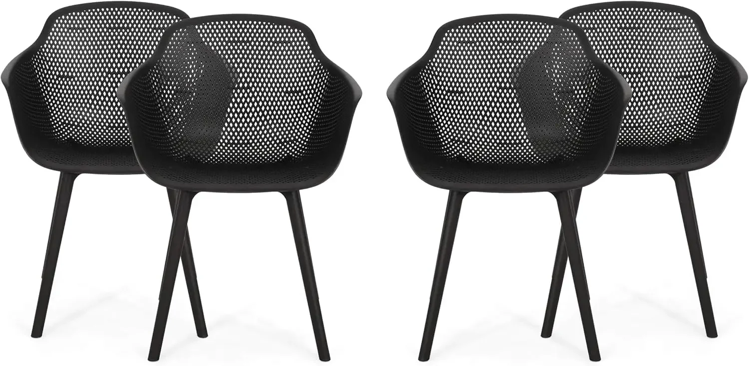

Set of Four Outdoor Dining Chairs Black