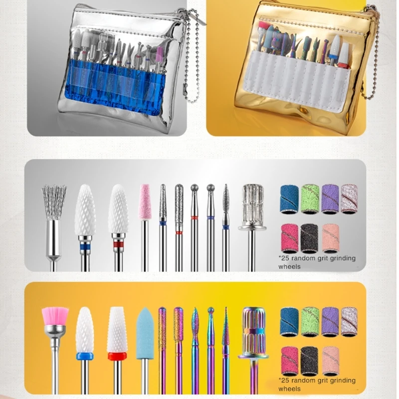 Set punte per trapano per unghie da 10 pezzi Set punte per rimozione carburo per unghie elettrica strumento per Manicure per salone o uso domestico