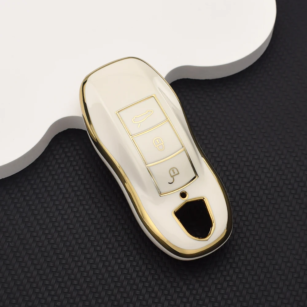 3 Buttons Full Protection Key Case Cover for Porsche Cayenne Macan Panamera 911 718 Cayman 918 958 Remote Key Fob Shell