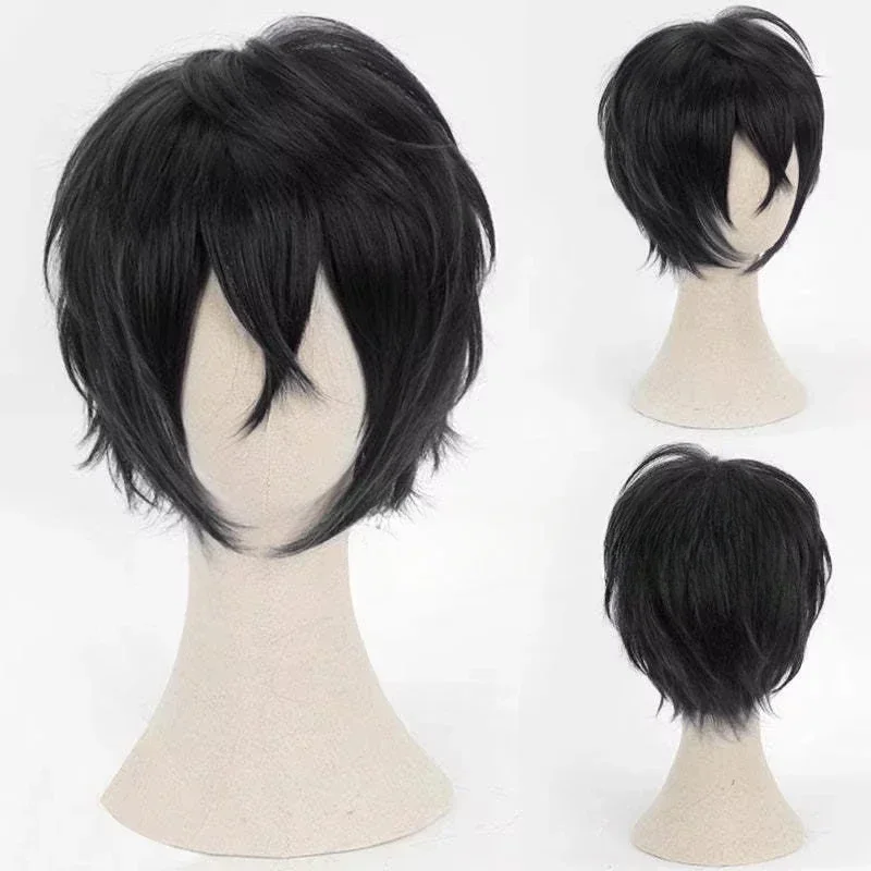 Halloween Costume Props Game Limbus Company Yi Sang Cosplay Wig Adult Unisex Short Black Heat Resistant Synthetic Hair Wig