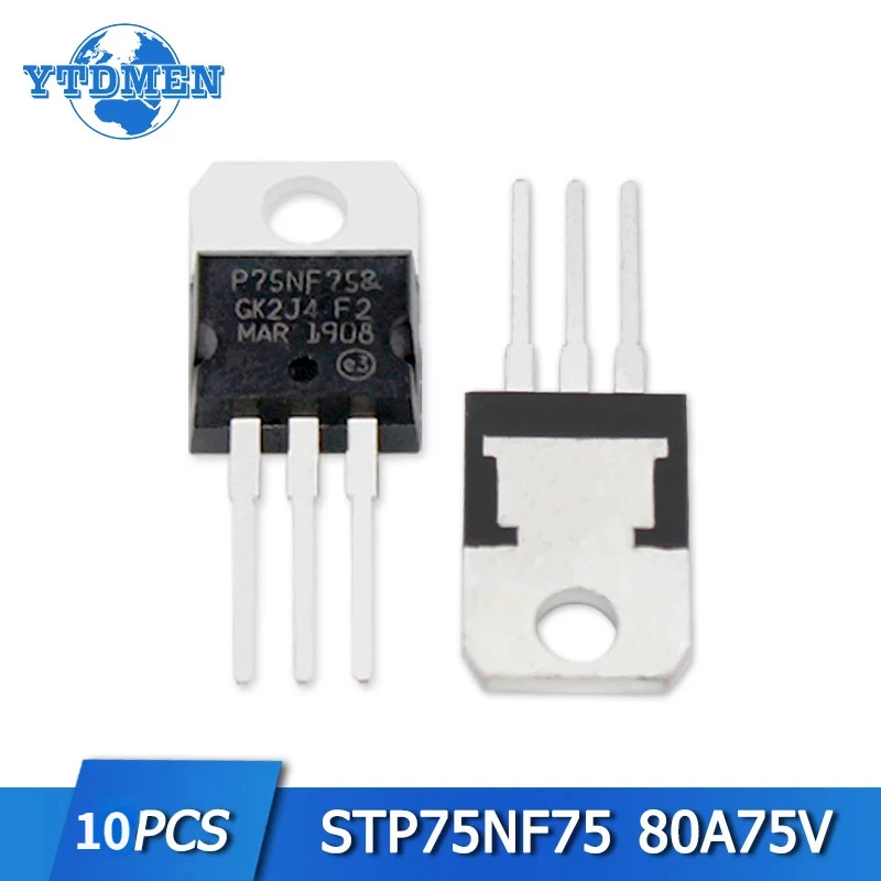 10st Stp75nf75 Veldtransistors 75V 80a P75nf75 Aan-220 Mosfet Transistorset Kit
