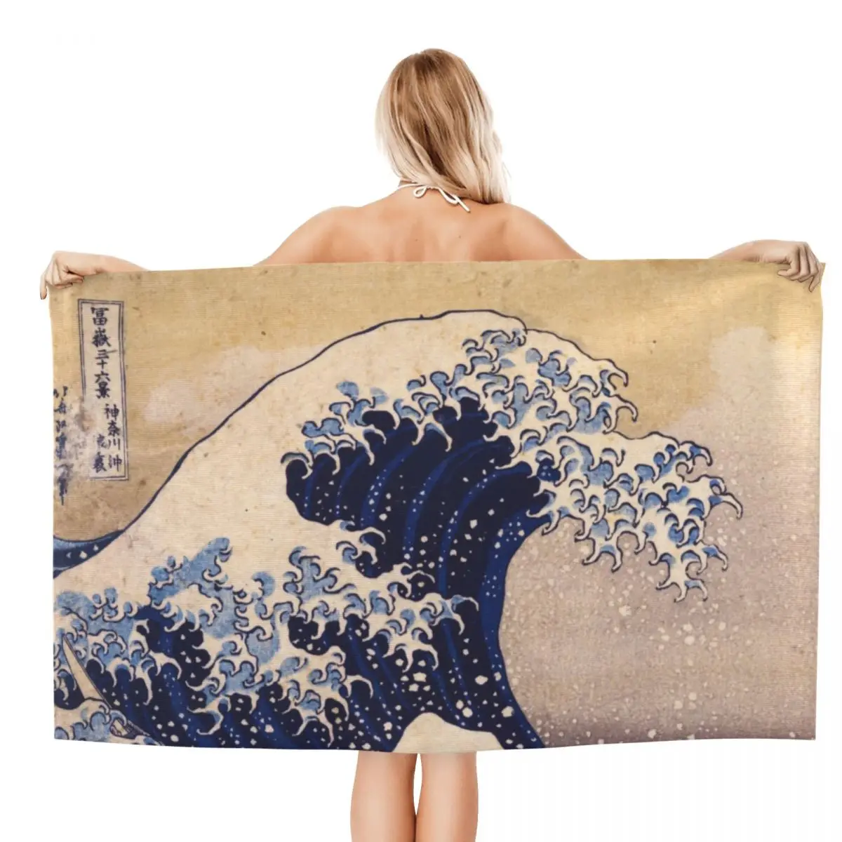 Customized The Great Wave Off Kanagawa Bath Beach Towel Microfiber Katsushika Hokusai Shower Sports Yoga Towels