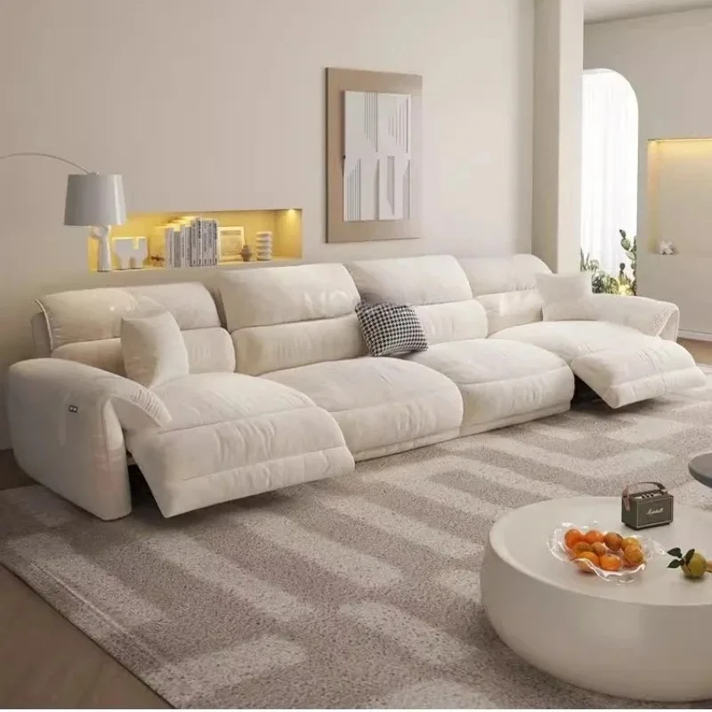 Italian Beige Fabric Electric Sofa Full Size Modern Oversized Sofa Living Room Lounges Sleeper Divano Moderno Furniture Home view 5